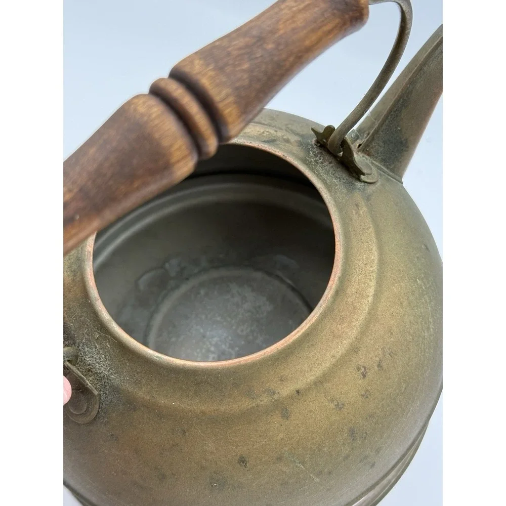 Vintage Revere Ware Copper Kettle USA Made Patina Wood Handle Primitive Cottage